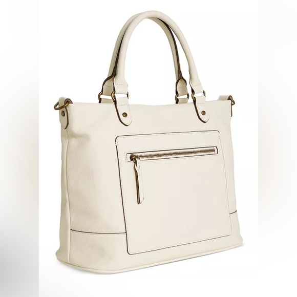 Style & Co Hudsonn Leather Tote Bag Created for Macy's Size One Ivory Purse - Picture 1 of 8